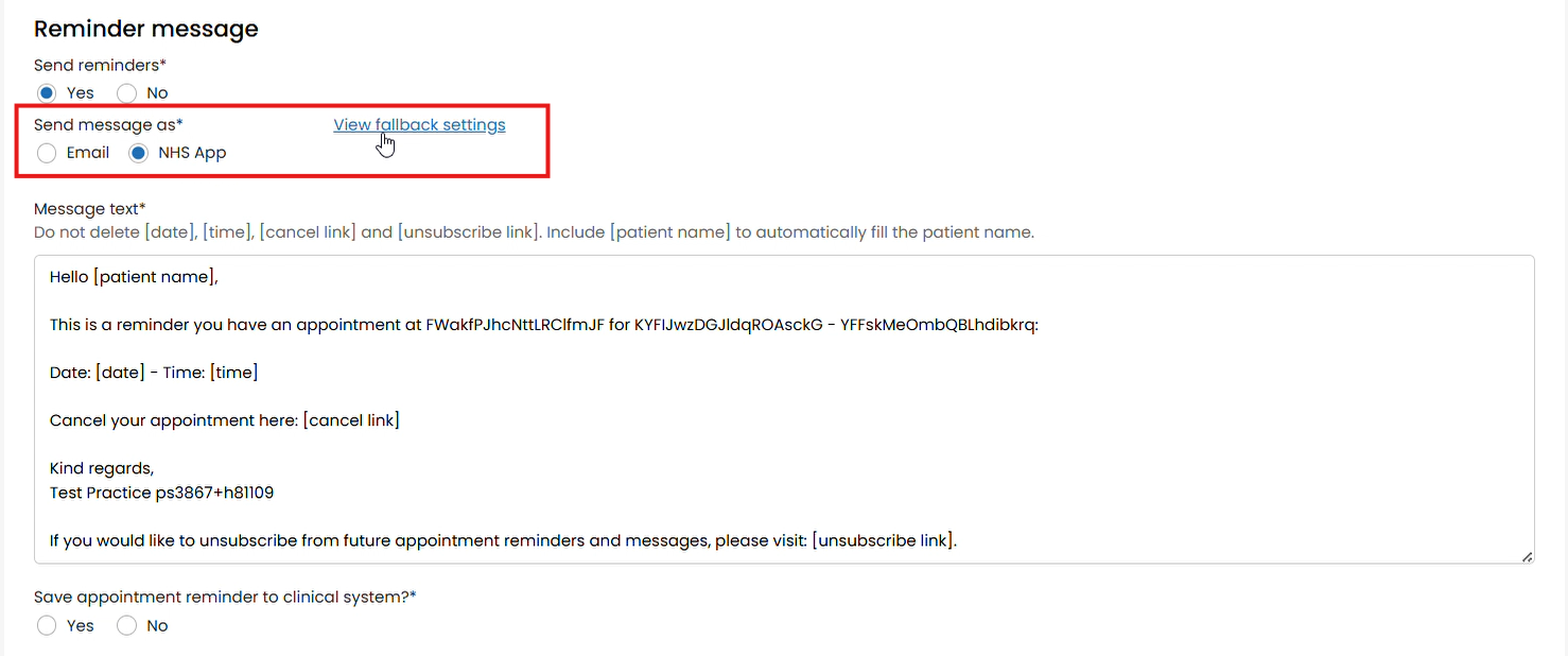 Appointment reminders and post-appointment messages - choosing primary sending channel