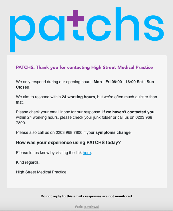 Contacting your GP for Yourself PATCHS Support