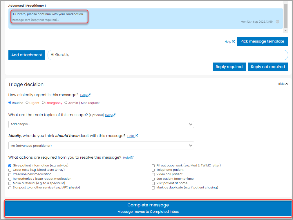 Managing and responding to a patient request PATCHS Support